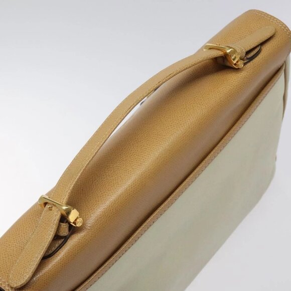 LOEWE Anagram Business Bag Leather 2way Beige Gold Auth 121886 - Picture 8 of 16